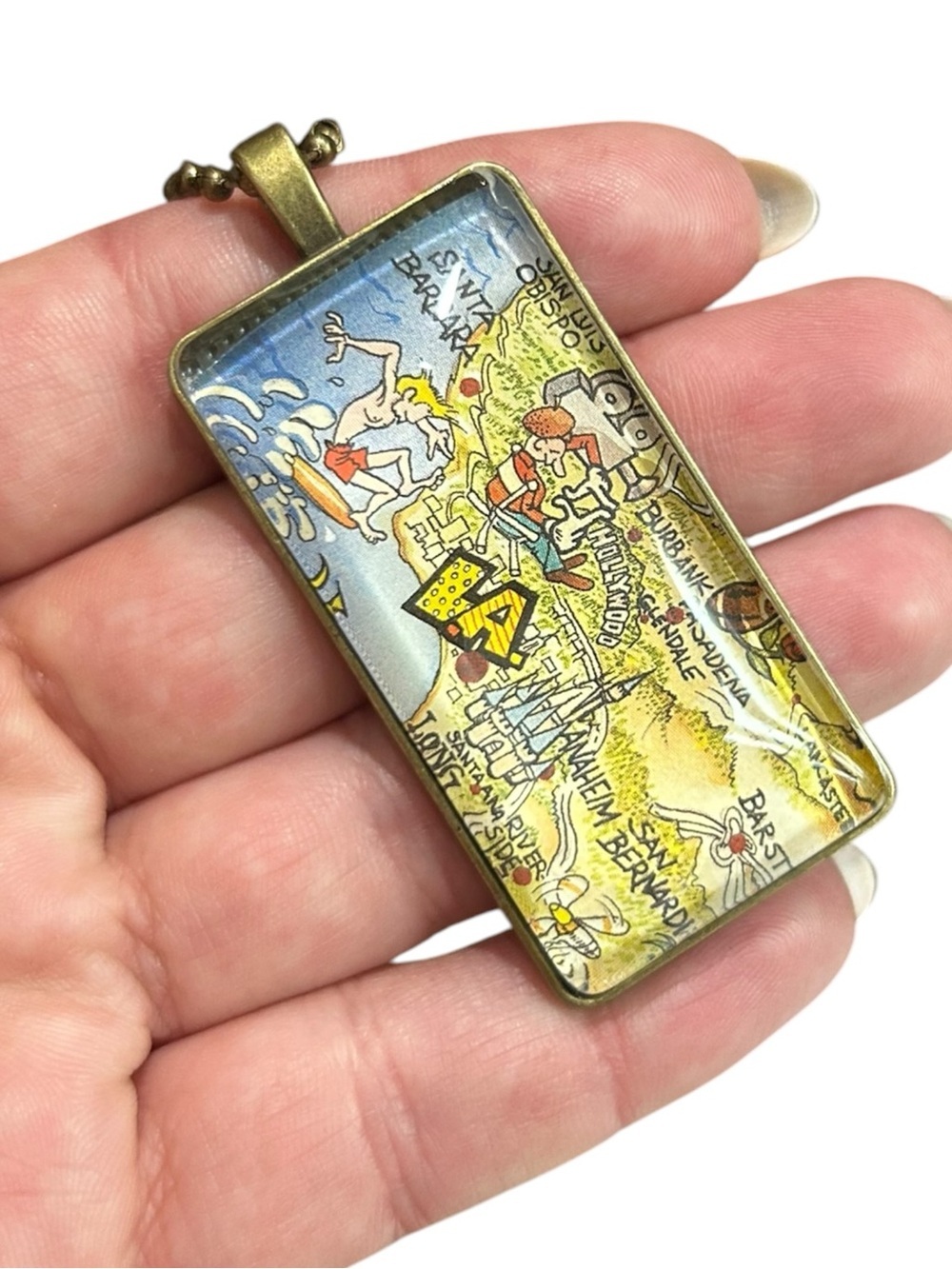Vintage Los Angeles California Map Keychain Pendant Charm Souvenir Bag Charm - Picture 4 of 6